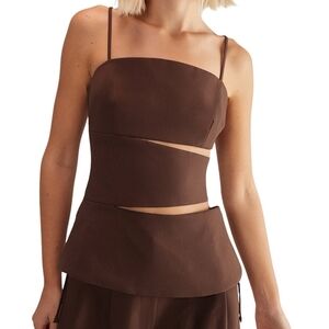 Nasty Gal Brown Cutout Top